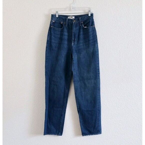 Madewell Baggy Straight Jeans Slouchy In Dark Worn Indigo Wash Size 26 - Picture 2 of 13